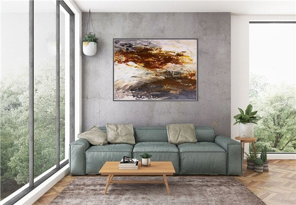 Kahverengi ve Sarı Siparişe Özel Soyut Yağlı Boya Tablo