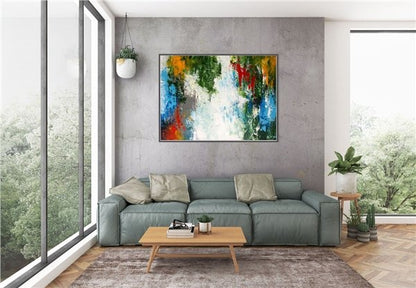 Yeşil Mavi Siparişe Özel Soyut Yağlı Boya Tablo