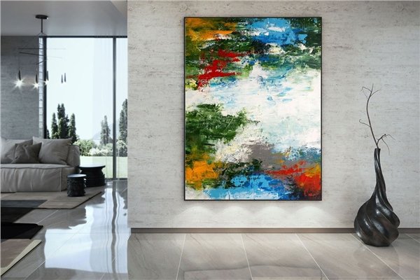 Yeşil Mavi Siparişe Özel Soyut Yağlı Boya Tablo