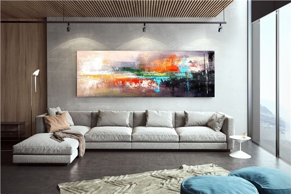 Spatula ile Yapıt Siparişe Özel Soyut Yağlı Boya Tablo