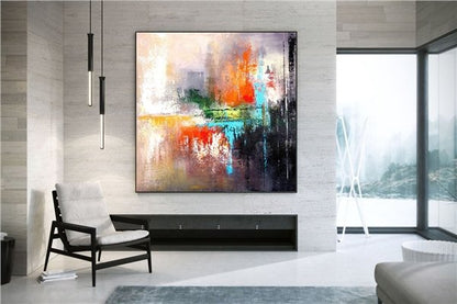 Spatula ile Yapıt Siparişe Özel Soyut Yağlı Boya Tablo