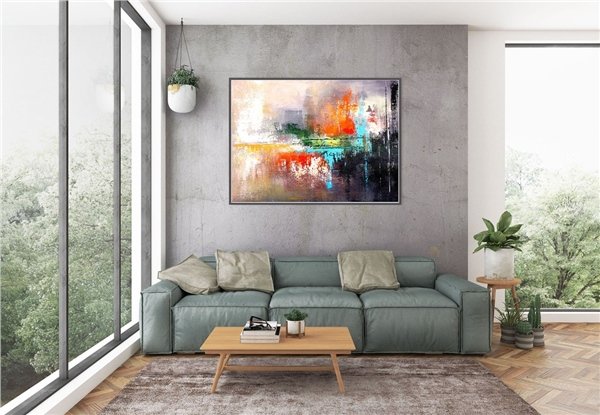 Spatula ile Yapıt Siparişe Özel Soyut Yağlı Boya Tablo