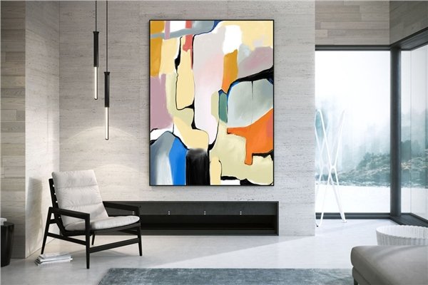 Renkli Desenlerin Formu Siparişe Özel Soyut Yağlı Boya Tablo