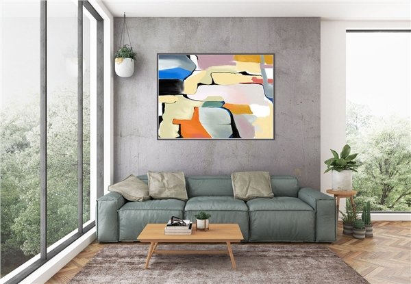 Renkli Desenlerin Formu Siparişe Özel Soyut Yağlı Boya Tablo