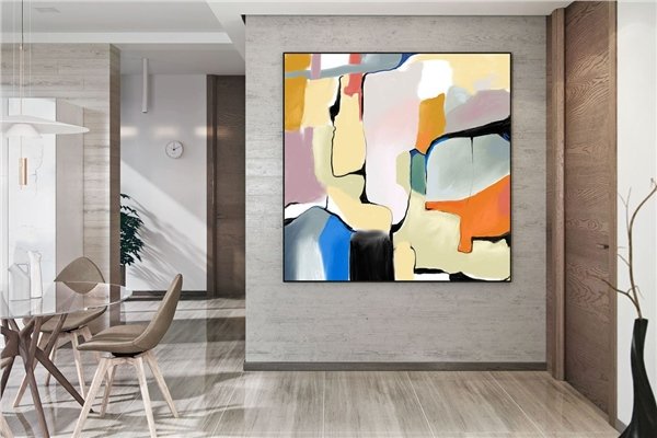 Renkli Desenlerin Formu Siparişe Özel Soyut Yağlı Boya Tablo