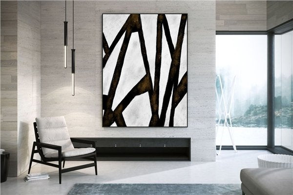 İskandinav Beyaz Siyah Siparişe Özel Soyut Yağlı Boya Tablo