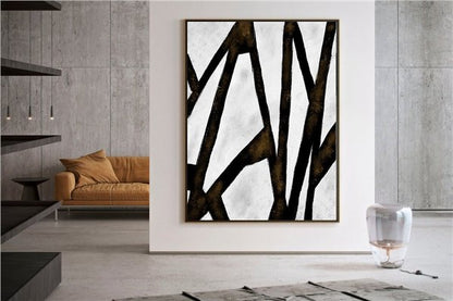 İskandinav Beyaz Siyah Siparişe Özel Soyut Yağlı Boya Tablo