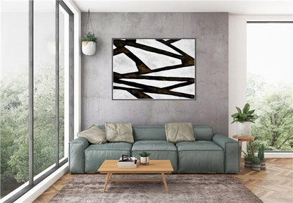 İskandinav Beyaz Siyah Siparişe Özel Soyut Yağlı Boya Tablo