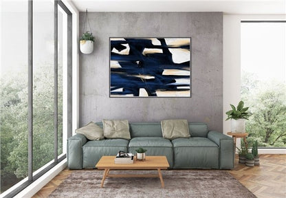 Lacivert Minimal Siparişe Özel Soyut Yağlı Boya Tablo