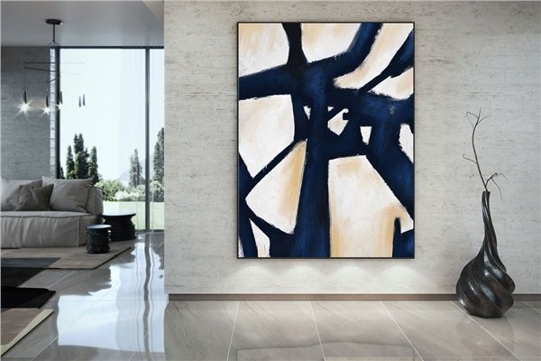 Lacivert İskandinav Siparişe Özel Soyut Yağlı Boya Tablo