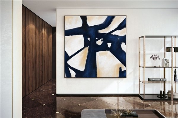 Lacivert İskandinav Siparişe Özel Soyut Yağlı Boya Tablo