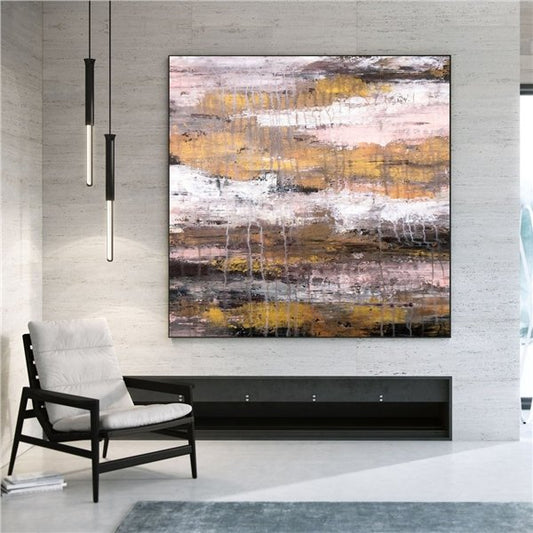 Kum Üzerinde Altın Siparişe Özel Soyut Yağlı Boya Tablo
