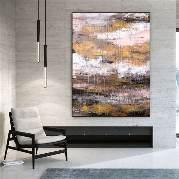 Kum Üzerinde Altın Siparişe Özel Soyut Yağlı Boya Tablo