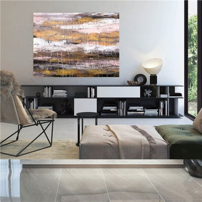 Kum Üzerinde Altın Siparişe Özel Soyut Yağlı Boya Tablo