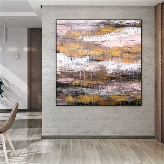 Kum Üzerinde Altın Siparişe Özel Soyut Yağlı Boya Tablo