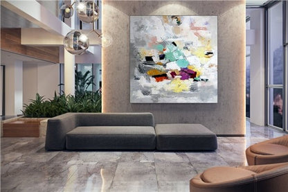 Bej Sarı Minimalist Siparişe Özel Soyut Yağlı Boya Tablo