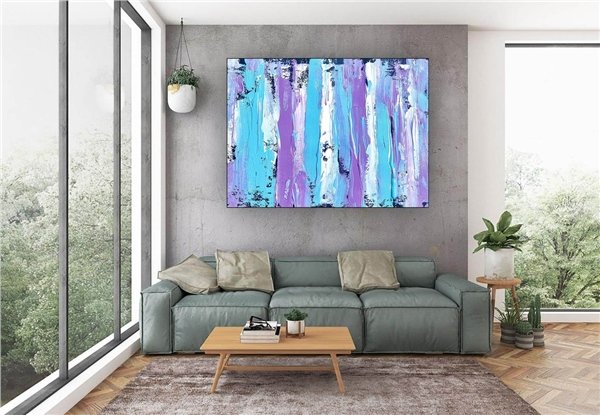Mor Mavi Siparişe Özel Soyut Yağlı Boya Tablo