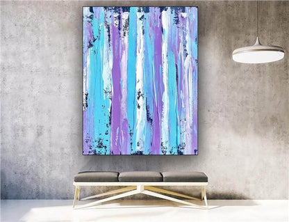 Mor Mavi Siparişe Özel Soyut Yağlı Boya Tablo