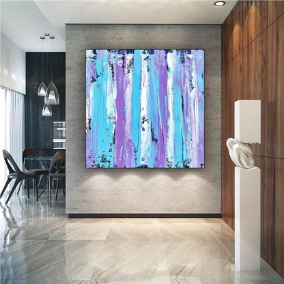 Mor Mavi Siparişe Özel Soyut Yağlı Boya Tablo