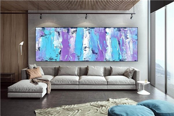 Mor Mavi Siparişe Özel Soyut Yağlı Boya Tablo