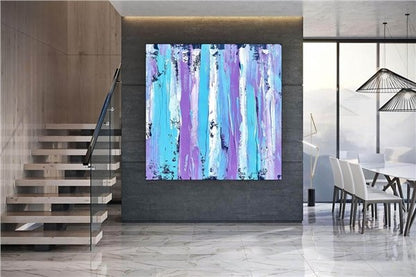 Mor Mavi Siparişe Özel Soyut Yağlı Boya Tablo