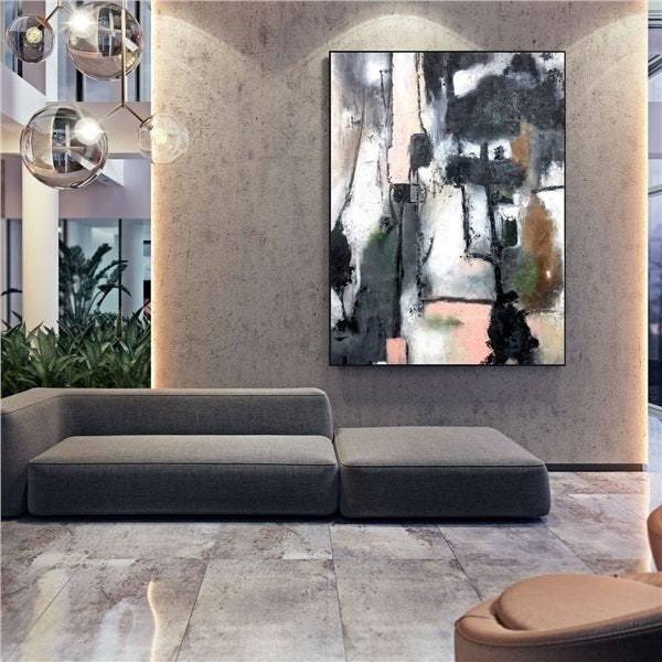 Siyah Renkli Siparişe Özel Soyut Yağlı Boya Tablo