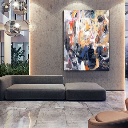 İskandinav Renk Çağrışımları Siparişe Özel Soyut Yağlı Boya Tablo
