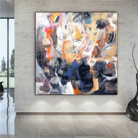 İskandinav Renk Çağrışımları Siparişe Özel Soyut Yağlı Boya Tablo
