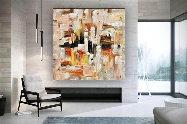 Sarı Siparişe Özel Soyut Yağlı Boya Tablo