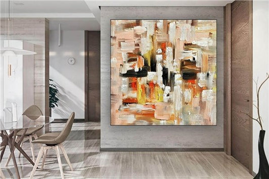 Sarı Siparişe Özel Soyut Yağlı Boya Tablo