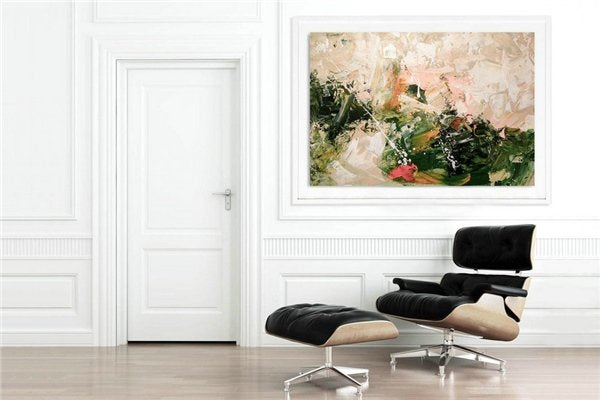 Yeşil ve Krem Siparişe Özel Soyut Yağlı Boya Tablo