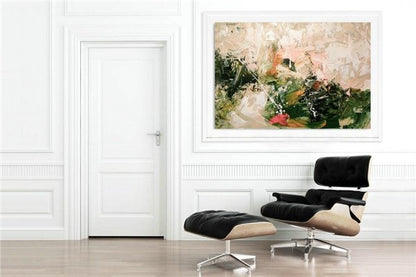 Yeşil ve Krem Siparişe Özel Soyut Yağlı Boya Tablo