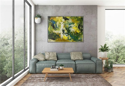 Açık Koyu Yeşil Siparişe Özel Soyut Yağlı Boya Tablo