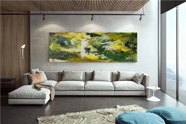 Açık Koyu Yeşil Siparişe Özel Soyut Yağlı Boya Tablo