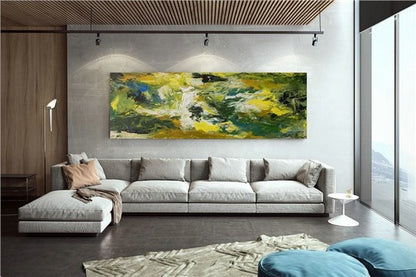 Açık Koyu Yeşil Siparişe Özel Soyut Yağlı Boya Tablo