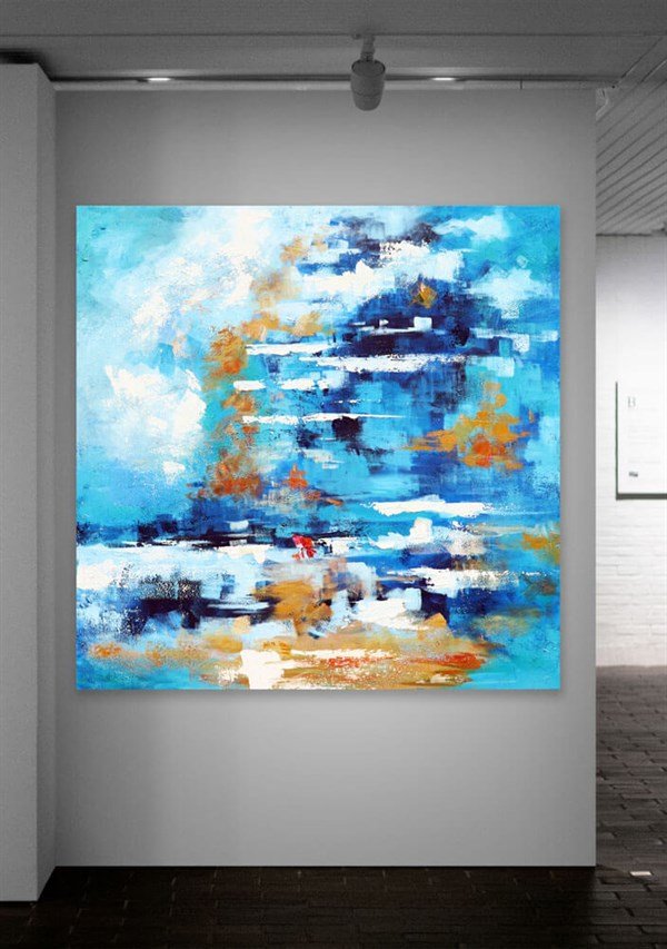 Mavi Deniz Siparişe Özel Soyut Yağlı Boya Tablo