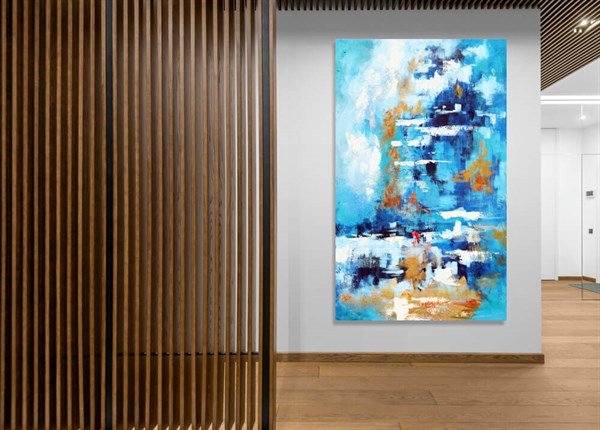 Mavi Deniz Siparişe Özel Soyut Yağlı Boya Tablo