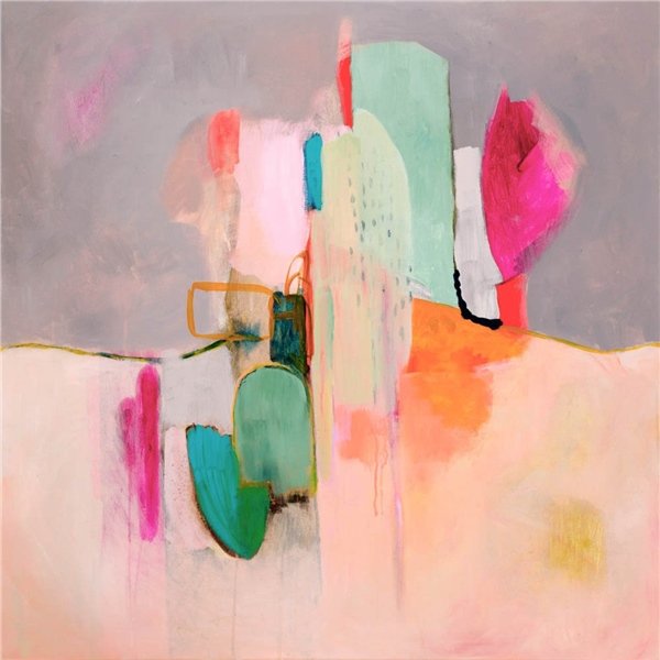 Mercan Pembesi Beyaz Gri Siparişe Özel Soyut Yağlı Boya Tablo