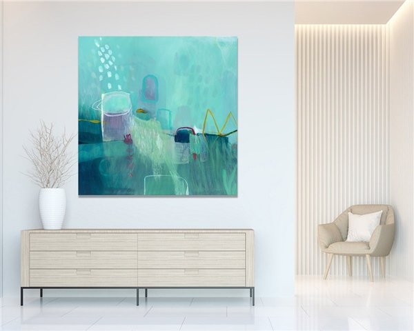 Modern Yeşil Siparişe Özel Soyut Yağlı Boya Tablo