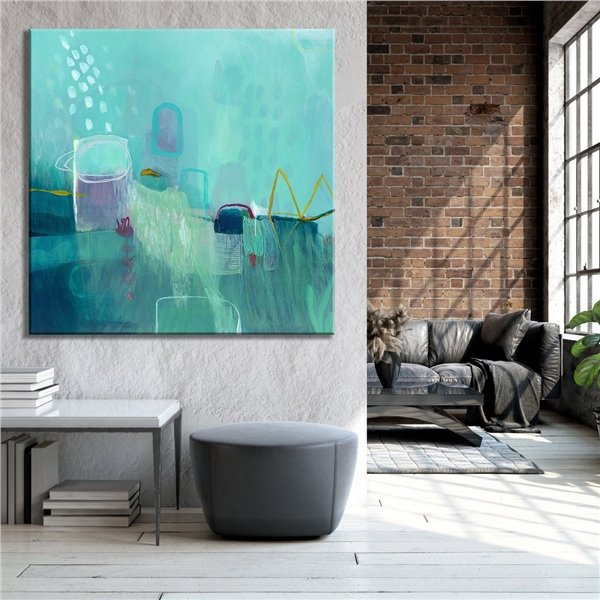 Modern Yeşil Siparişe Özel Soyut Yağlı Boya Tablo