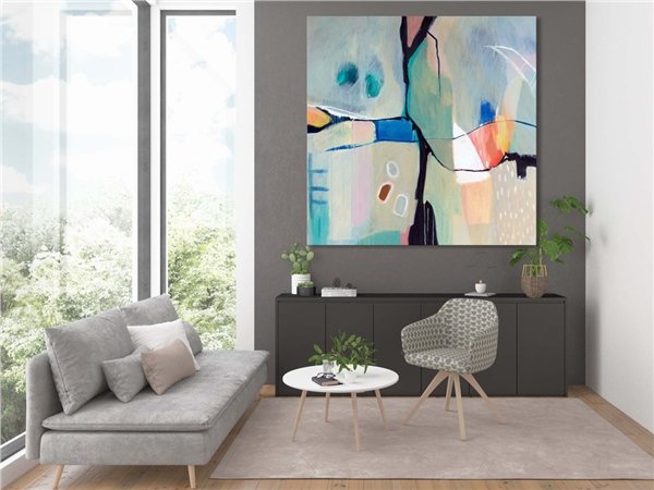 Minimalist Nötr Renkli Siparişe Özel Soyut Yağlı Boya Tablo