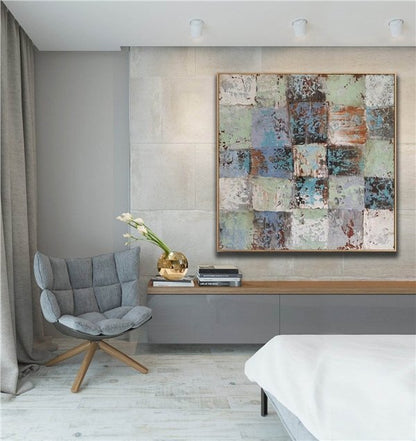 Turkuaz Mavisi Siparişe Özel Soyut Yağlı Boya Tablo