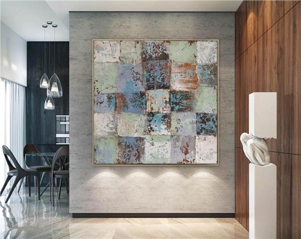 Turkuaz Mavisi Siparişe Özel Soyut Yağlı Boya Tablo