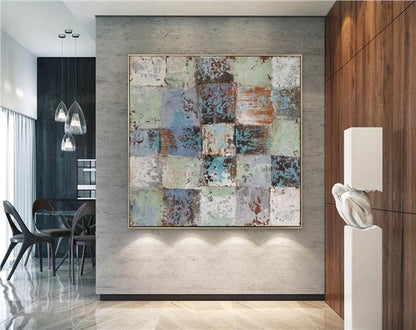 Turkuaz Mavisi Siparişe Özel Soyut Yağlı Boya Tablo