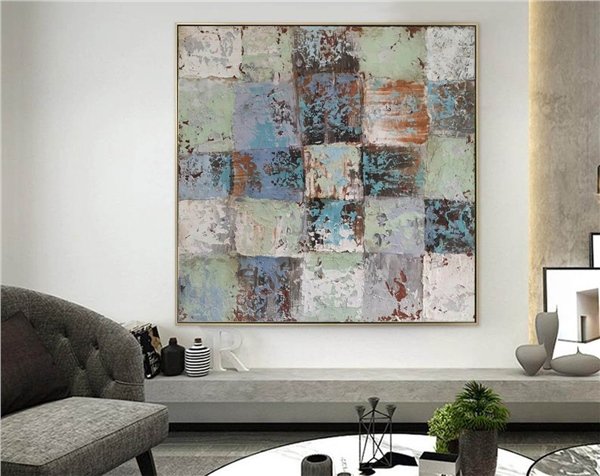 Turkuaz Mavisi Siparişe Özel Soyut Yağlı Boya Tablo