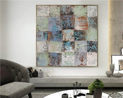 Turkuaz Mavisi Siparişe Özel Soyut Yağlı Boya Tablo