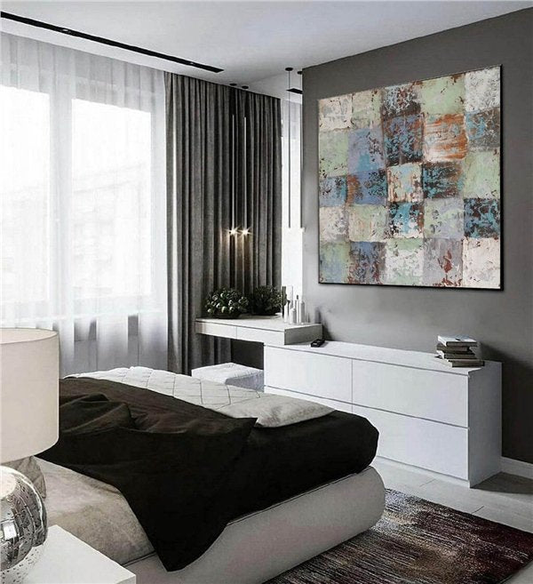 Turkuaz Mavisi Siparişe Özel Soyut Yağlı Boya Tablo