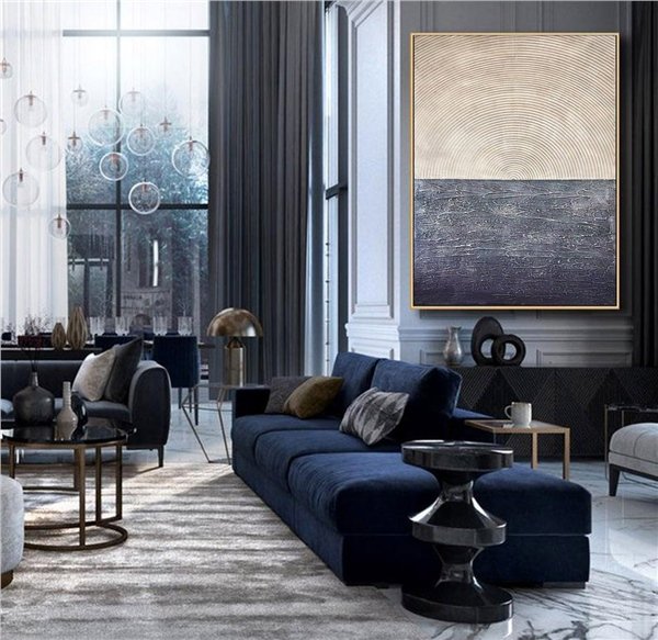 Siyah ve Krem Yankı Siparişe Özel Soyut Yağlı Boya Tablo