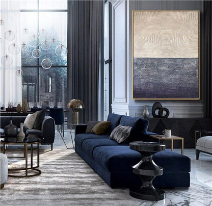 Siyah ve Krem Yankı Siparişe Özel Soyut Yağlı Boya Tablo