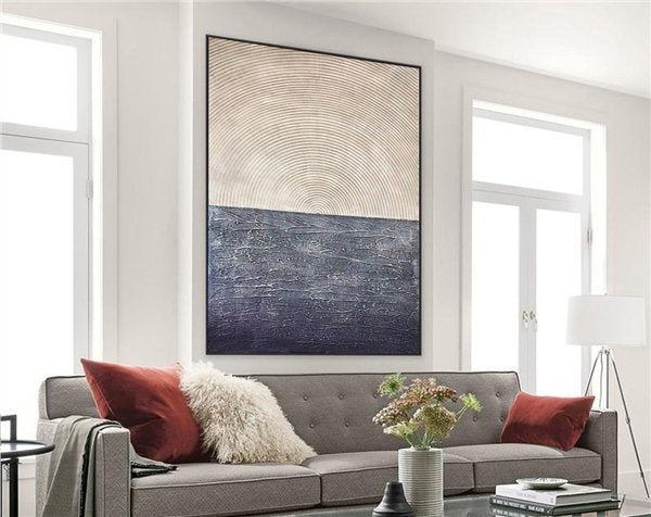 Siyah ve Krem Yankı Siparişe Özel Soyut Yağlı Boya Tablo